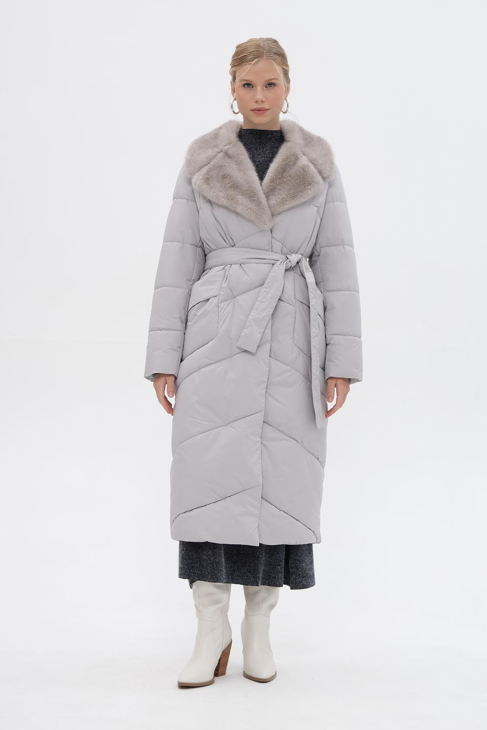 Пальто Electra style стеганое серое