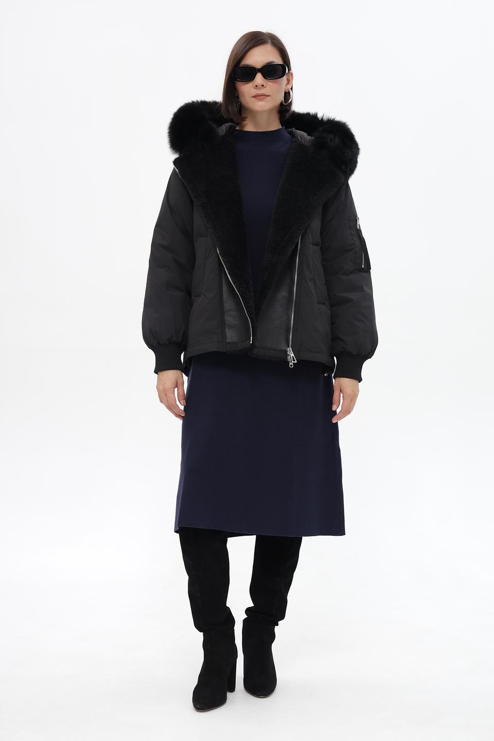 Куртка Electra style чёрная с мехом