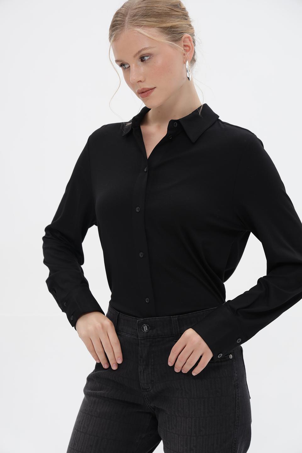 Рубашка Bugatti черная с длинным рукавом