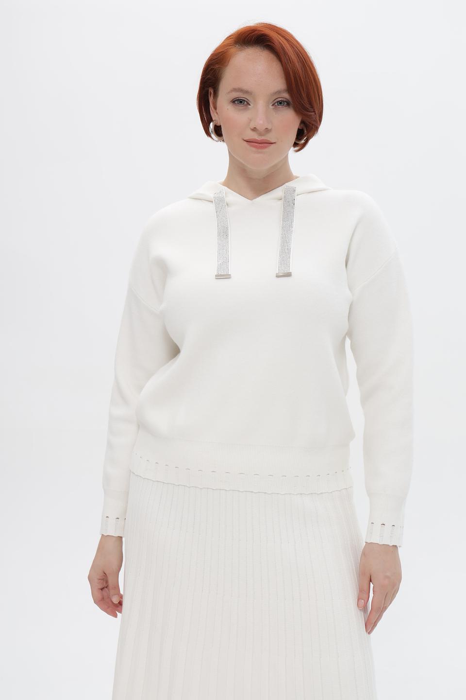 Джемпер Passioni с капюшоном молочный