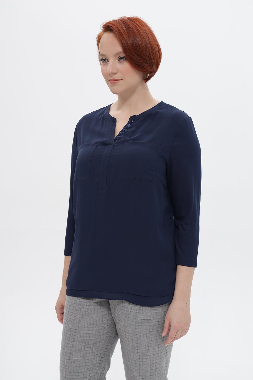 Блуза Rabe collection темно-синяя с карманами