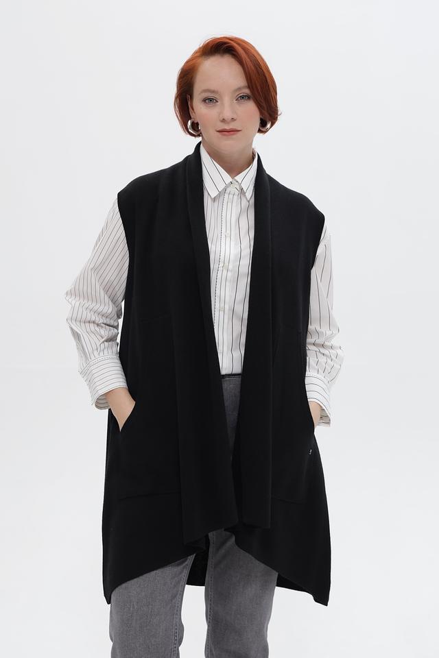 Жилет Frapp черный удлиненный