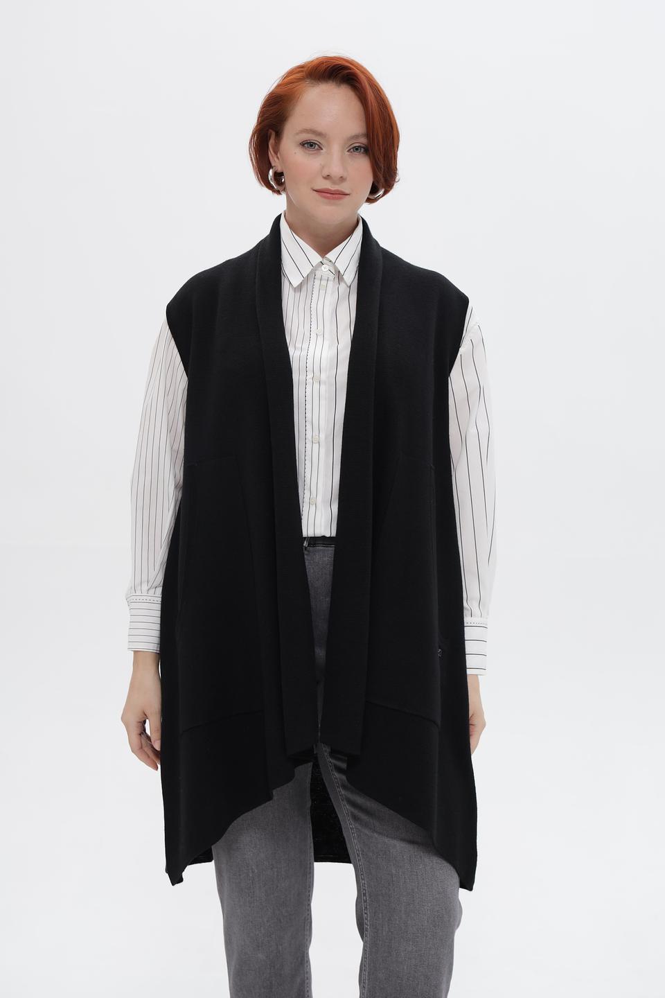 Жилет Frapp черный удлиненный