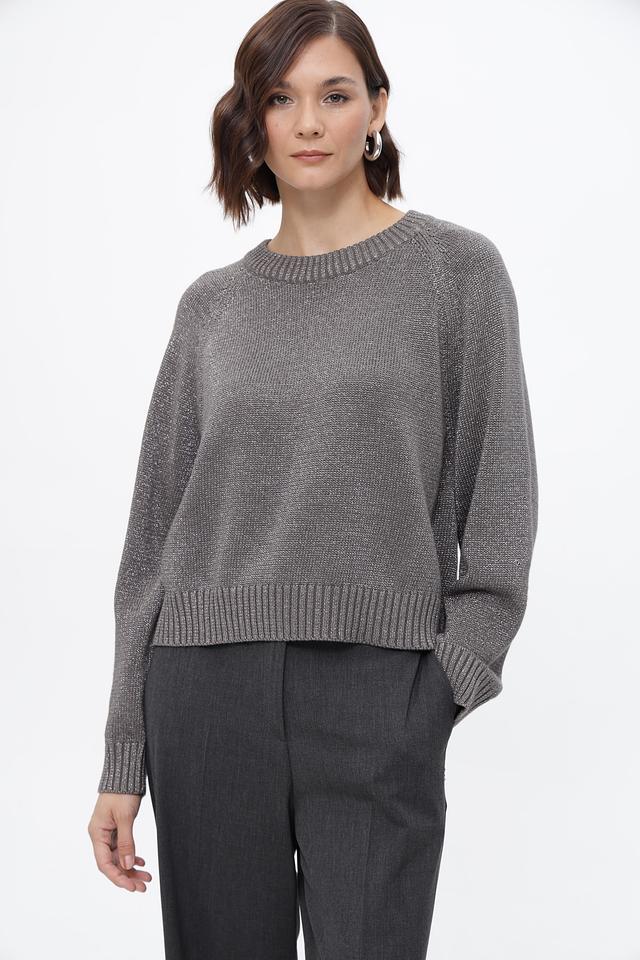 Пуловер Oui с люрексом серый