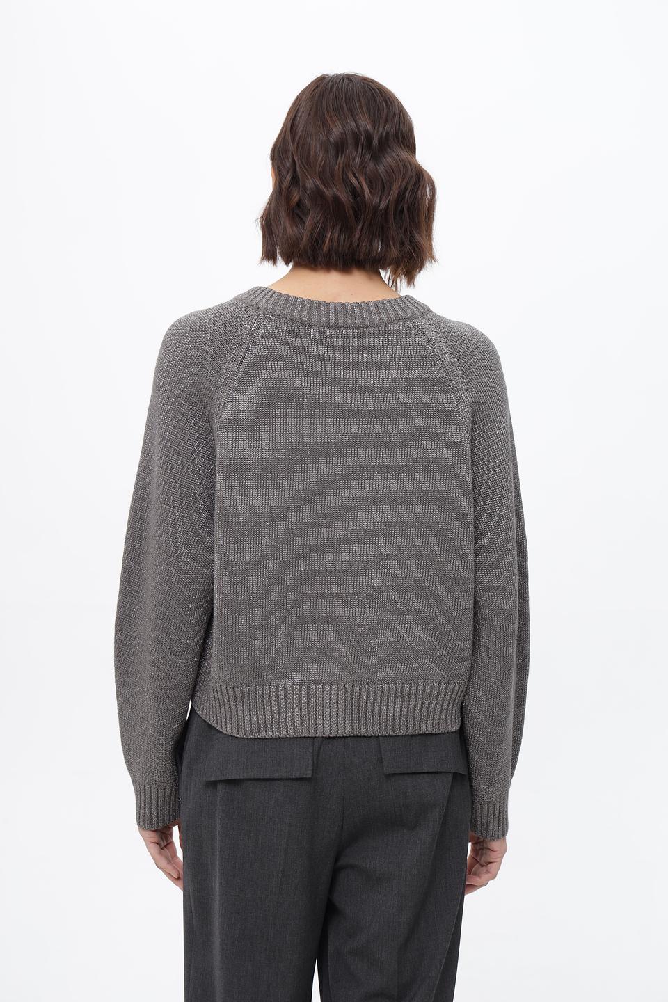 Пуловер Oui с люрексом серый