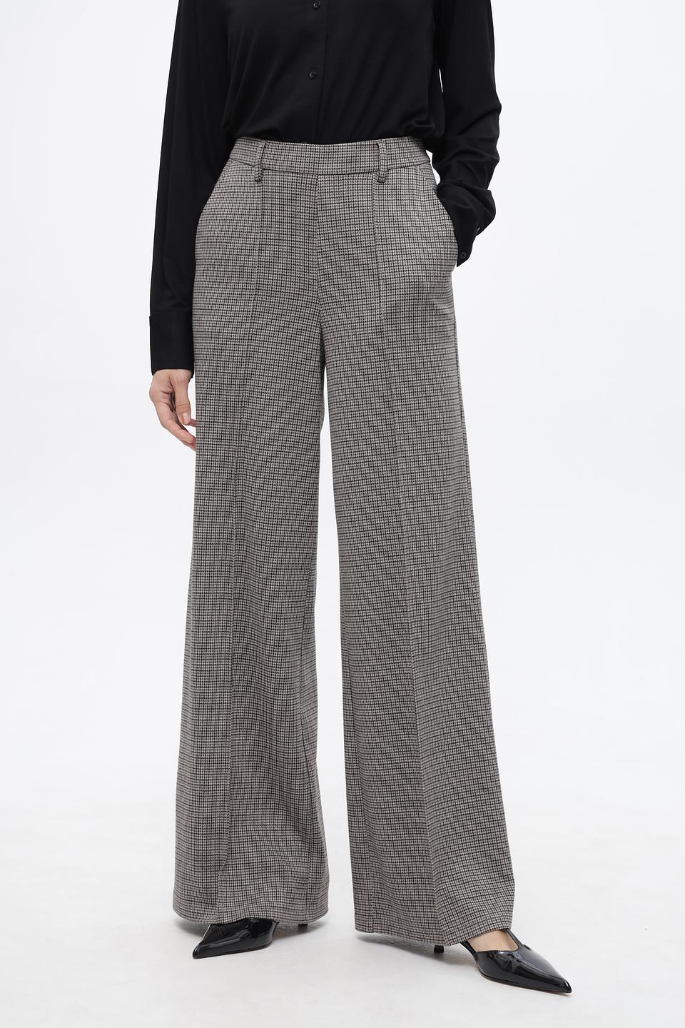 Брюки клеш Oui в клетку