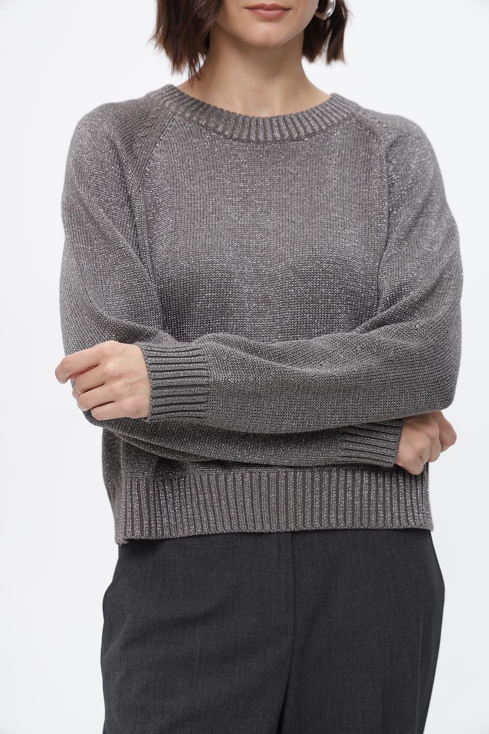 Пуловер Oui с люрексом серый