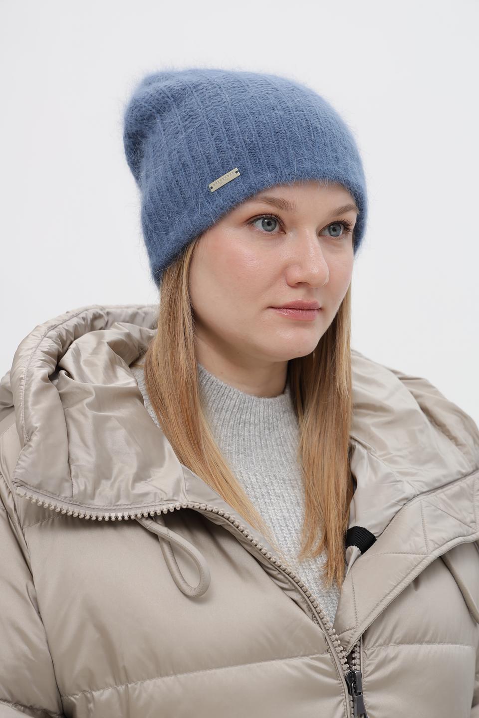 Шапка Seeberger вязаная голубая