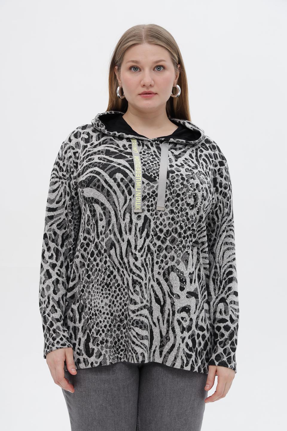Пуловер с капюшоном Doris Streich с принтом