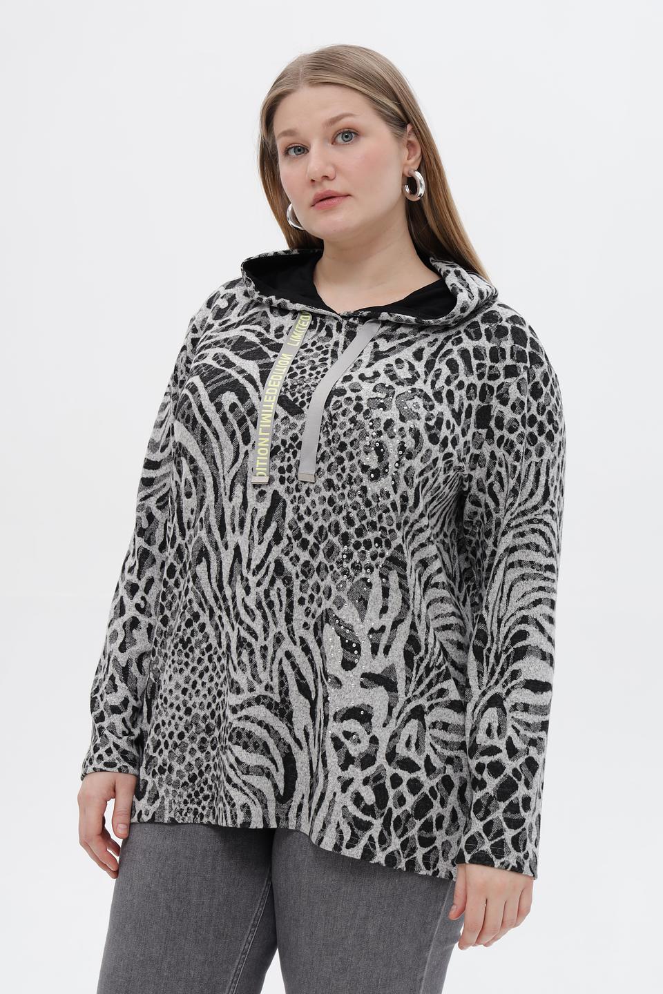 Пуловер с капюшоном Doris Streich с принтом