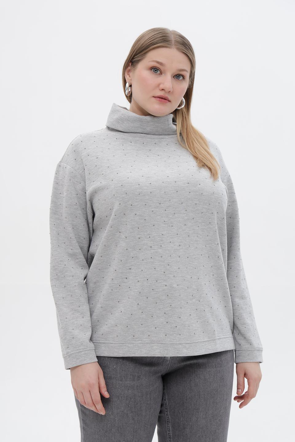 Пуловер Barbara Lebek серый с точками