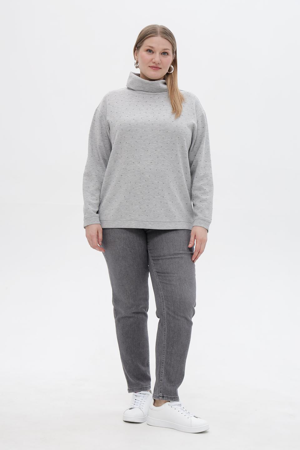 Пуловер Barbara Lebek серый с точками