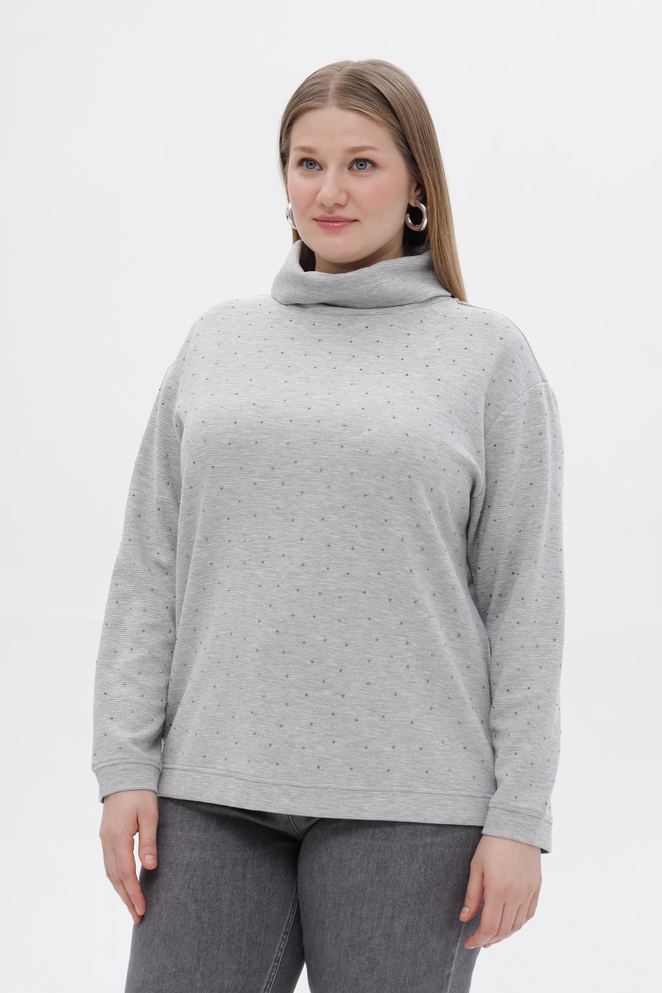 Пуловер Barbara Lebek серый с точками