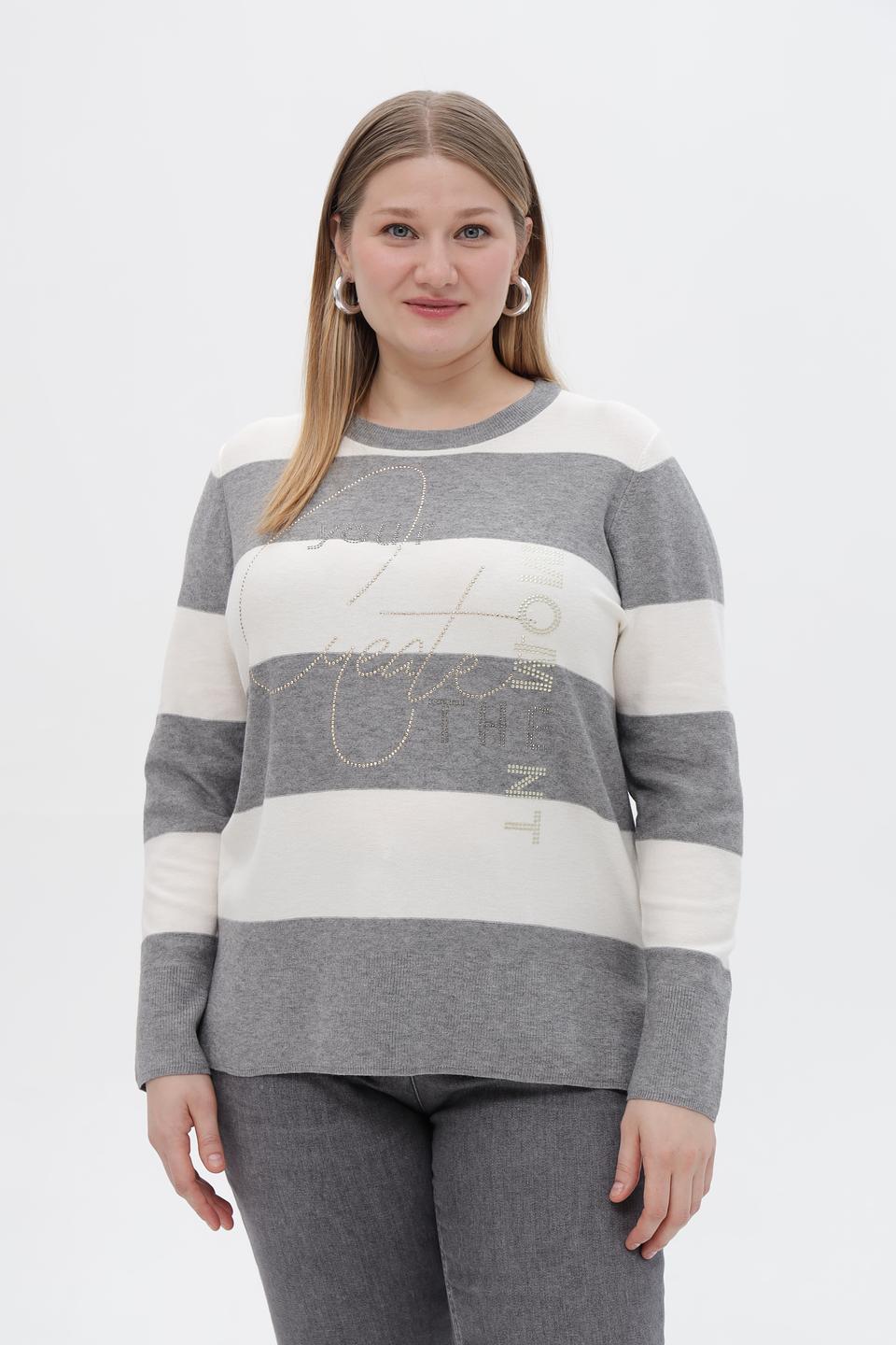 Пуловер Rabe collection в полоску с декором