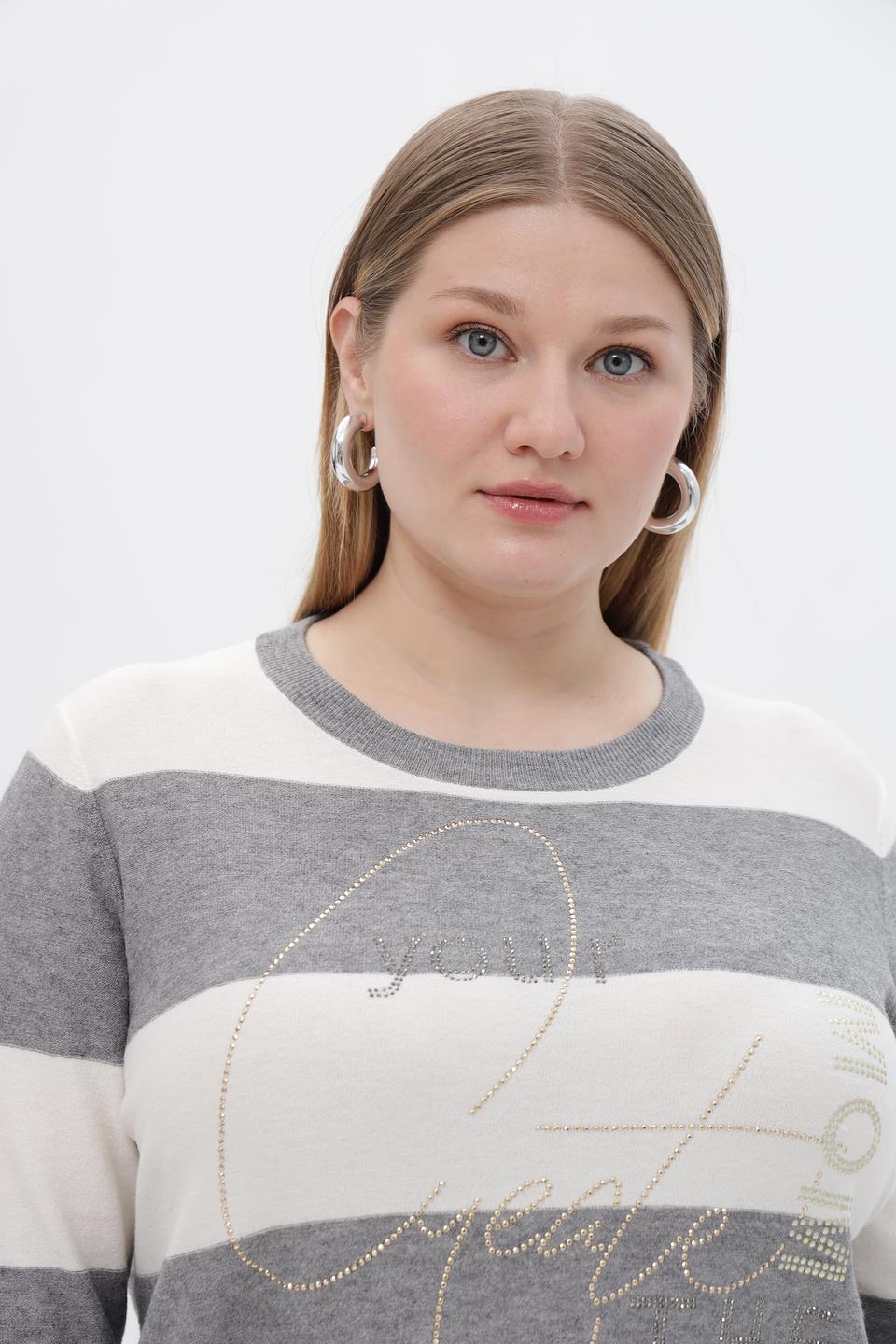 Пуловер Rabe collection в полоску с декором