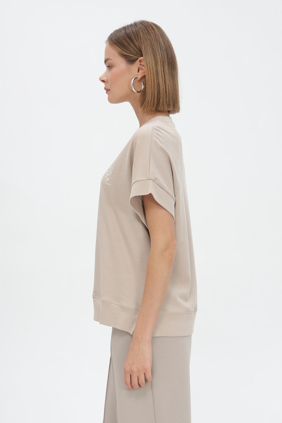 Футболка Tom Tailor с вышивкой бежевая