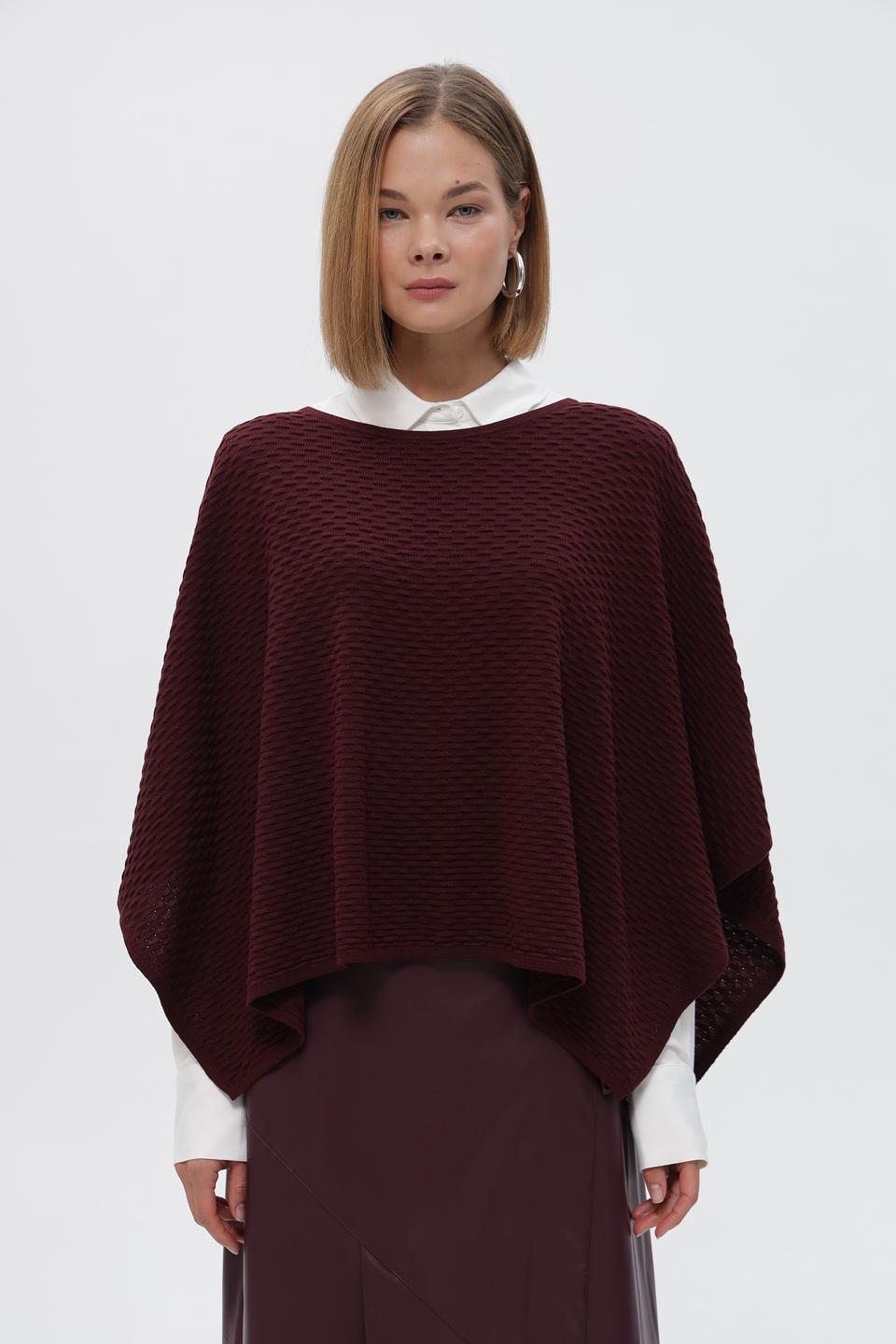 Пончо Steilmann вязаное бордовое