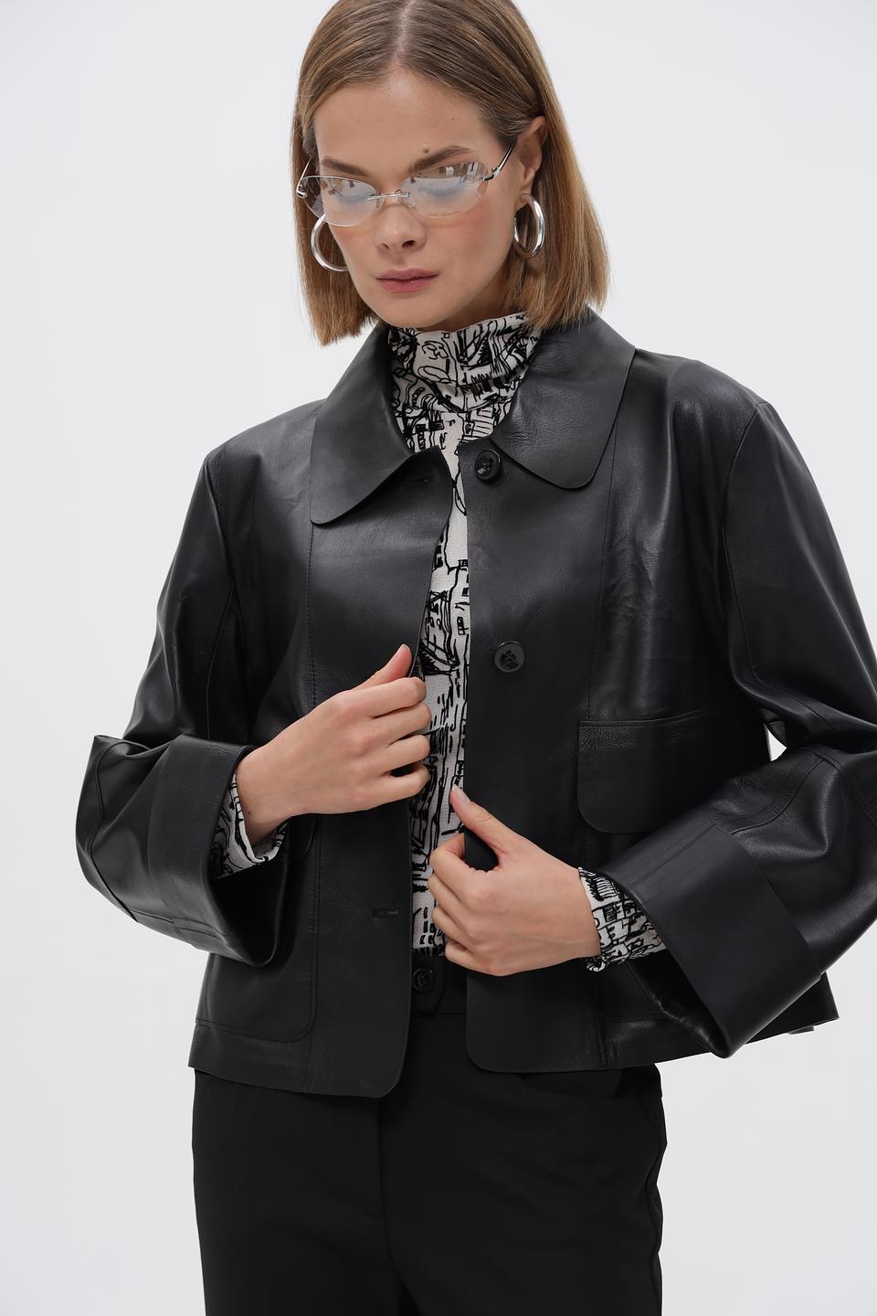 Жакет Marc Cain кожаный черный