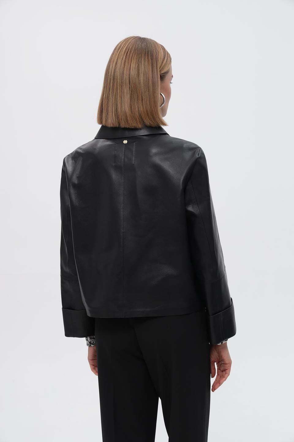 Жакет Marc Cain кожаный черный