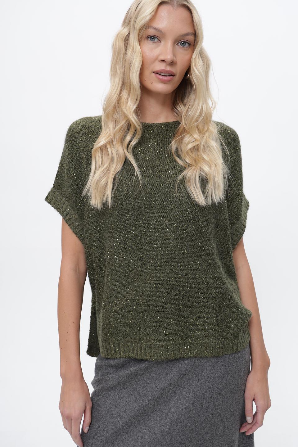 Пуловер Lecomte с блестками оливковый