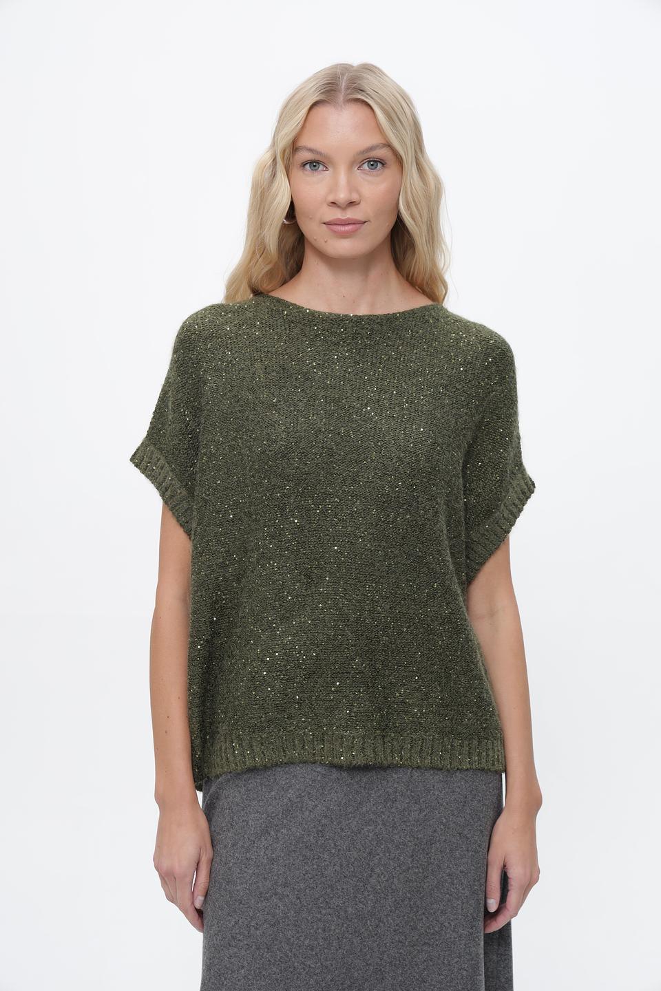 Пуловер Lecomte с блестками оливковый