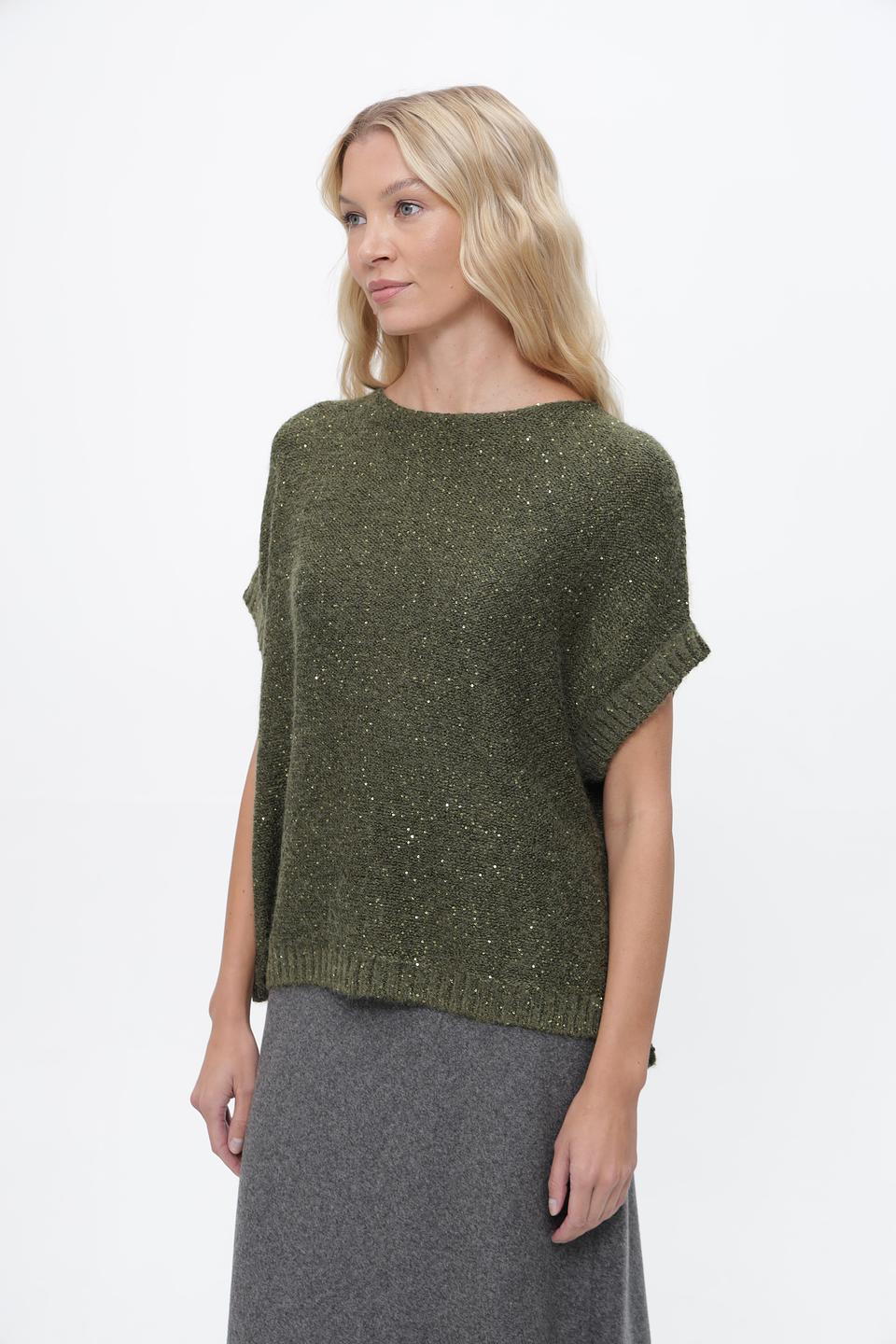 Пуловер Lecomte с блестками оливковый