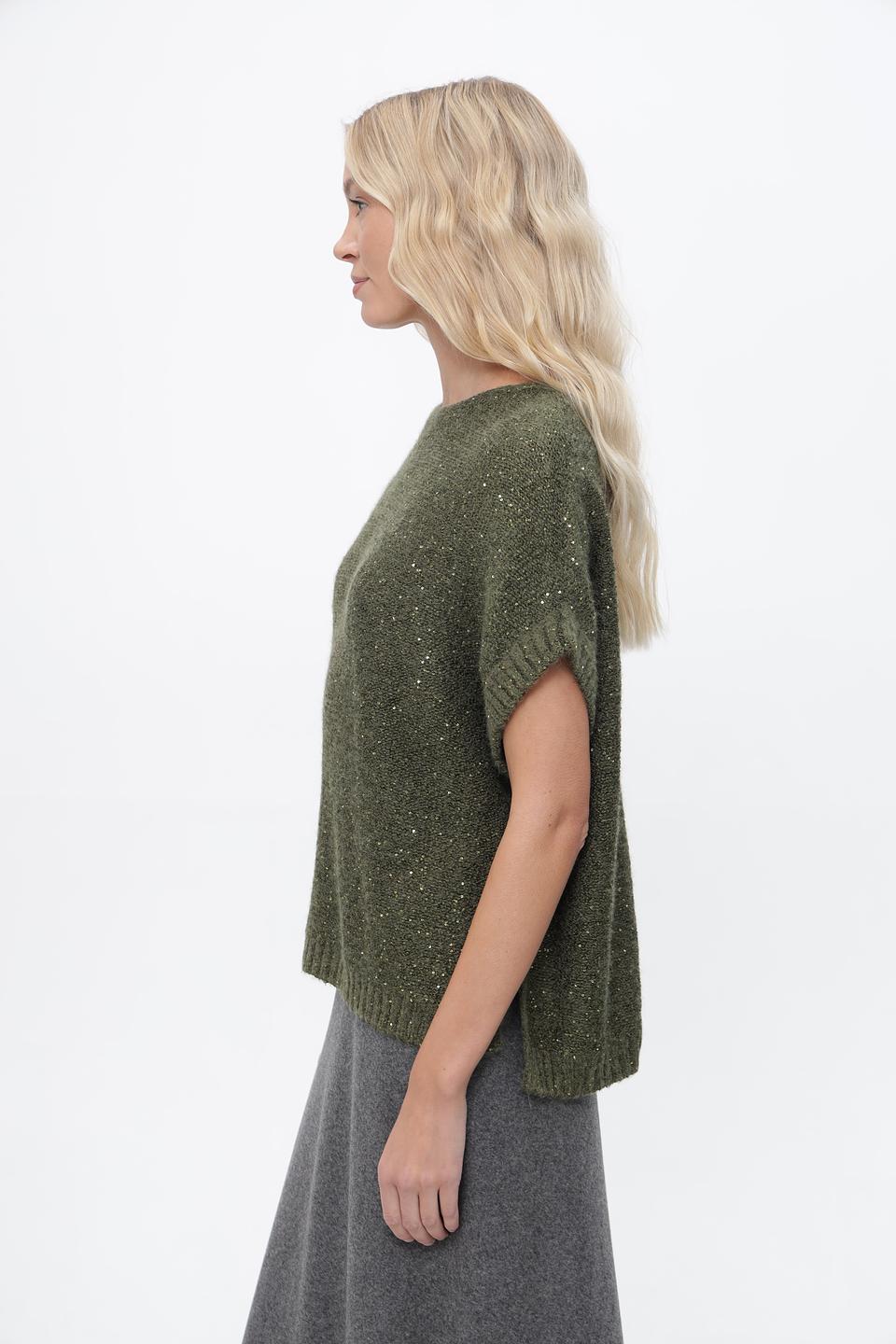 Пуловер Lecomte с блестками оливковый
