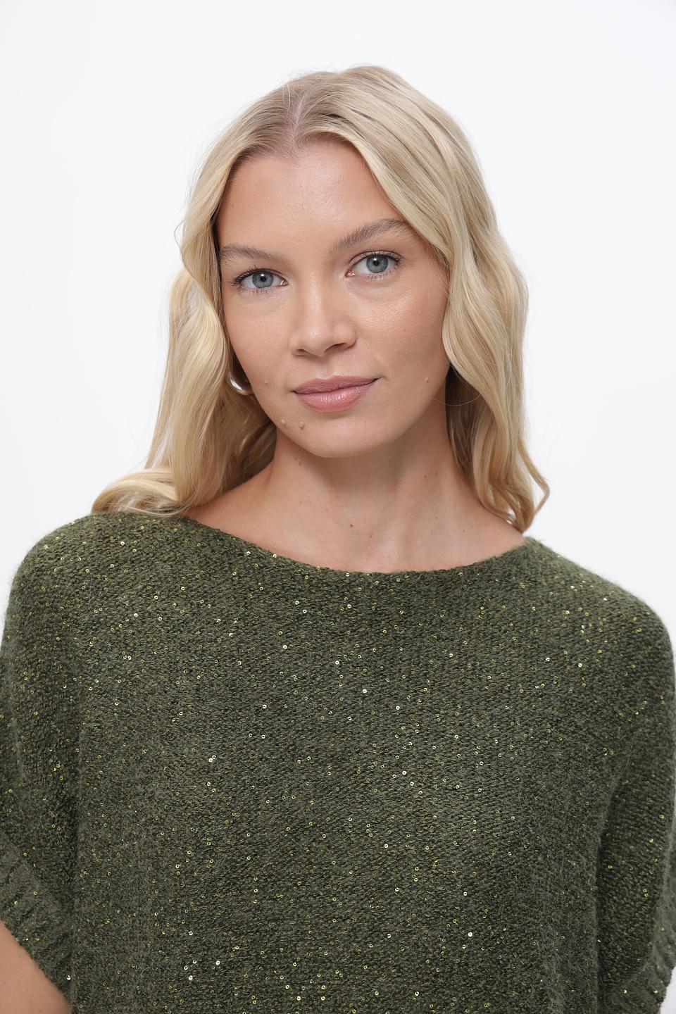 Пуловер Lecomte с блестками оливковый