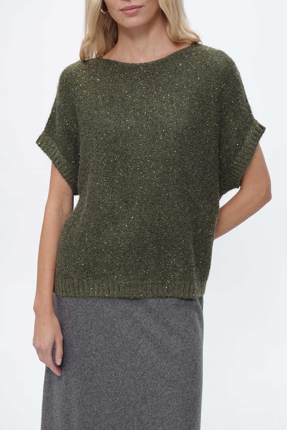 Пуловер Lecomte с блестками оливковый