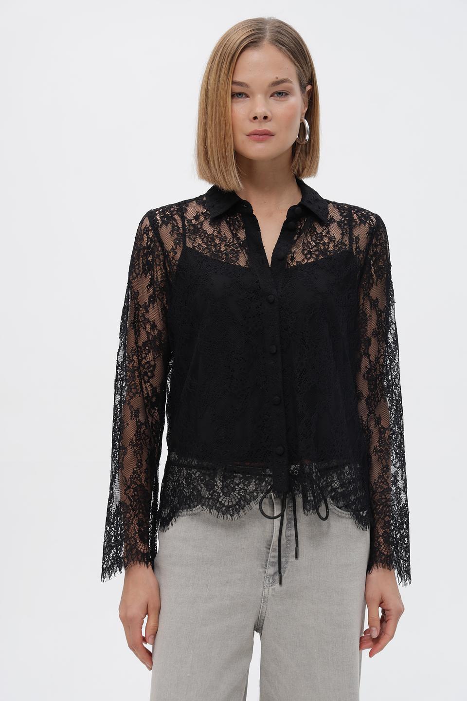 Блузка Marc Cain кружевная черная