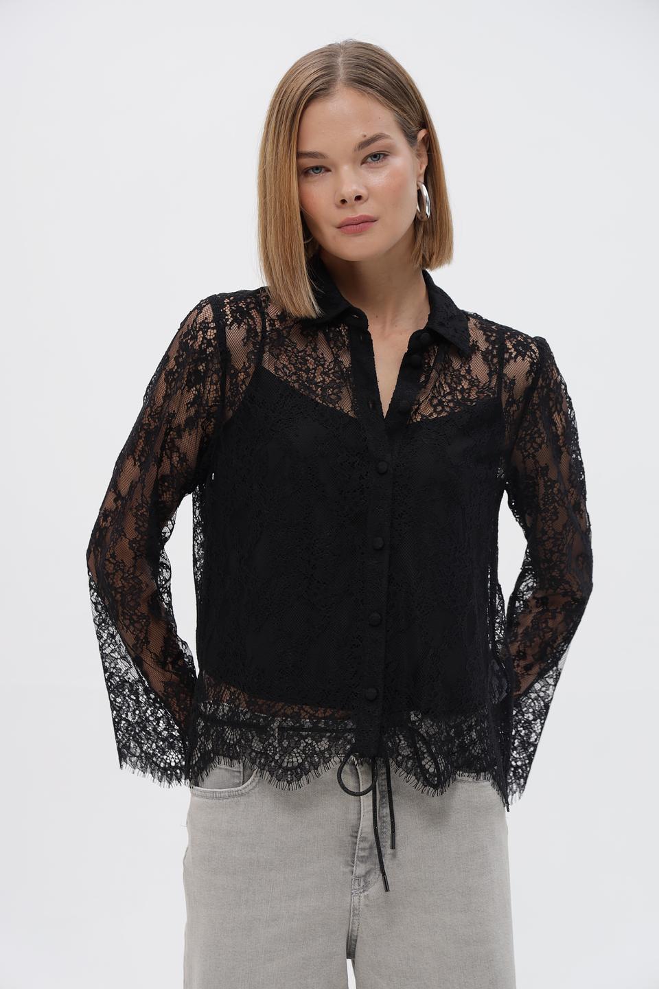 Блузка Marc Cain кружевная черная