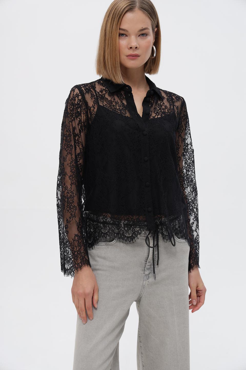 Блузка Marc Cain кружевная черная