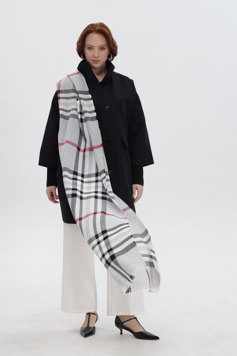 Шарф Fraas в клетку серый