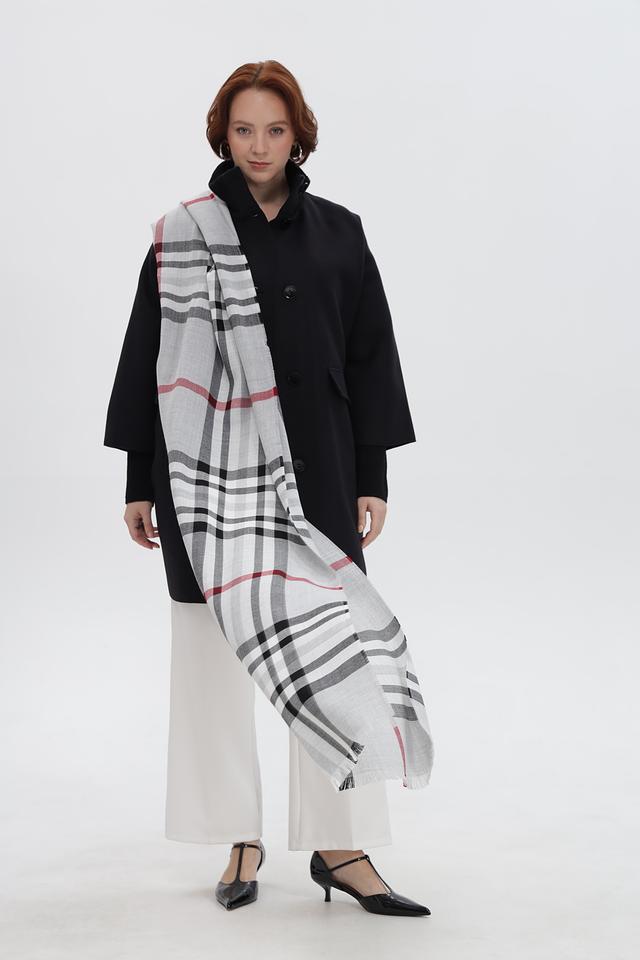 Шарф Fraas в клетку серый