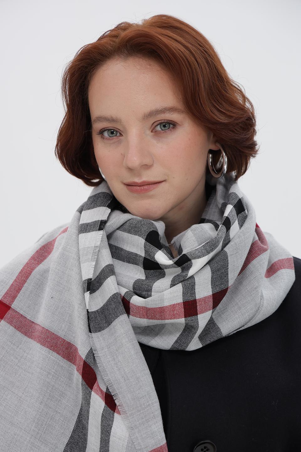 Шарф Fraas в клетку серый
