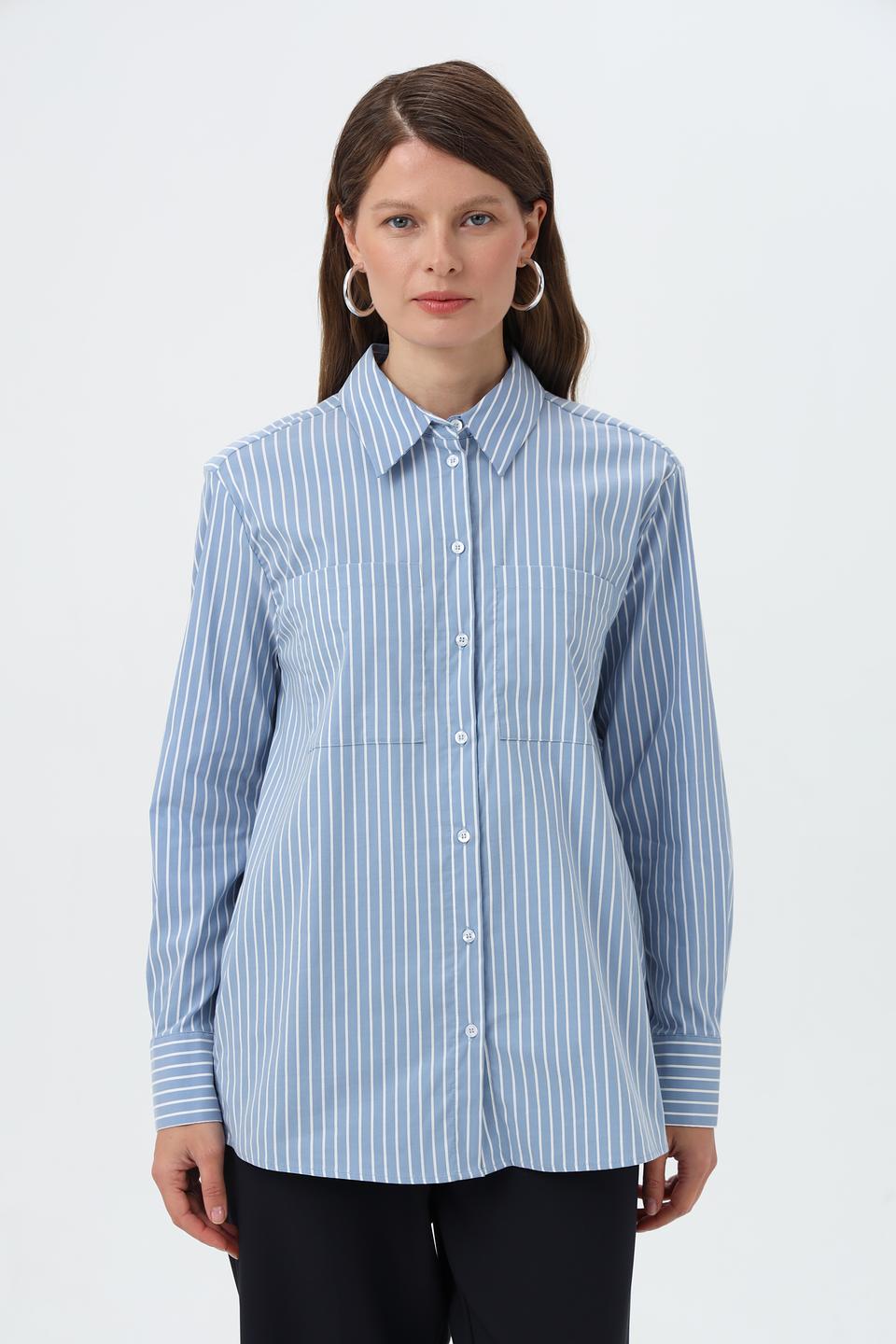 Блуза More and More в полоску голубую