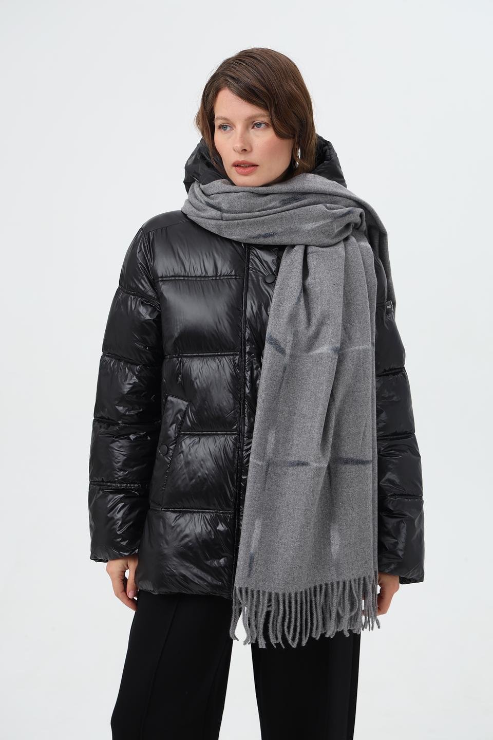 Шарф Fraas в клетку с бахромой