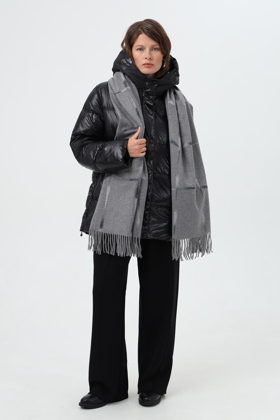 Шарф Fraas в клетку с бахромой