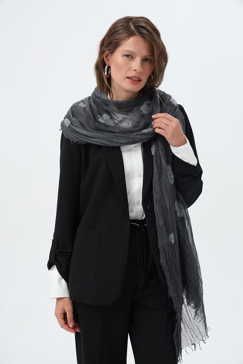 Шарф Fraas в горошек серый