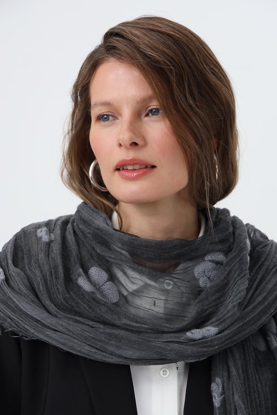 Шарф Fraas в горошек серый