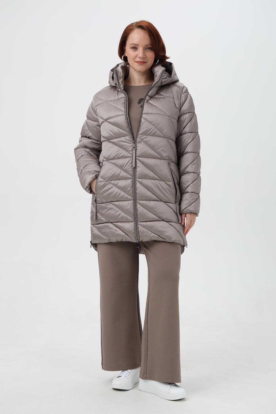 Пальто стеганое Lebek серое