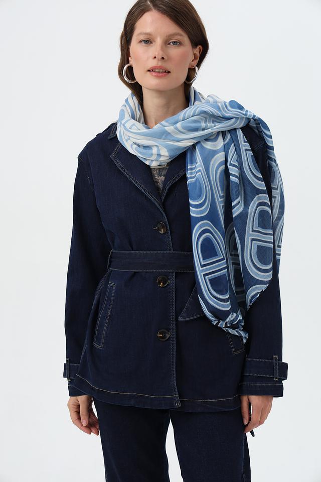 Шарф Rabe collection с узором голубой