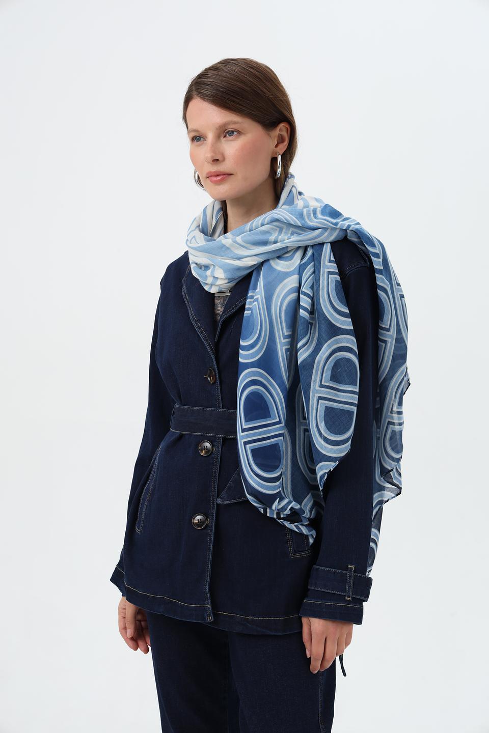 Шарф Rabe collection с узором голубой