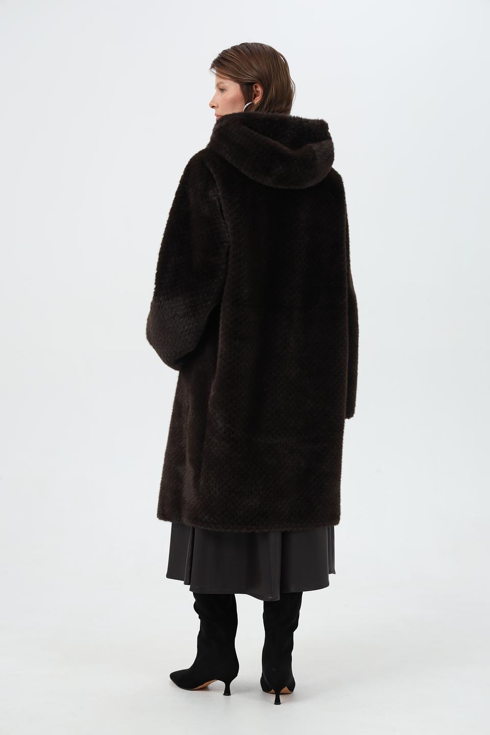 Шуба Cinque с капюшоном коричневая