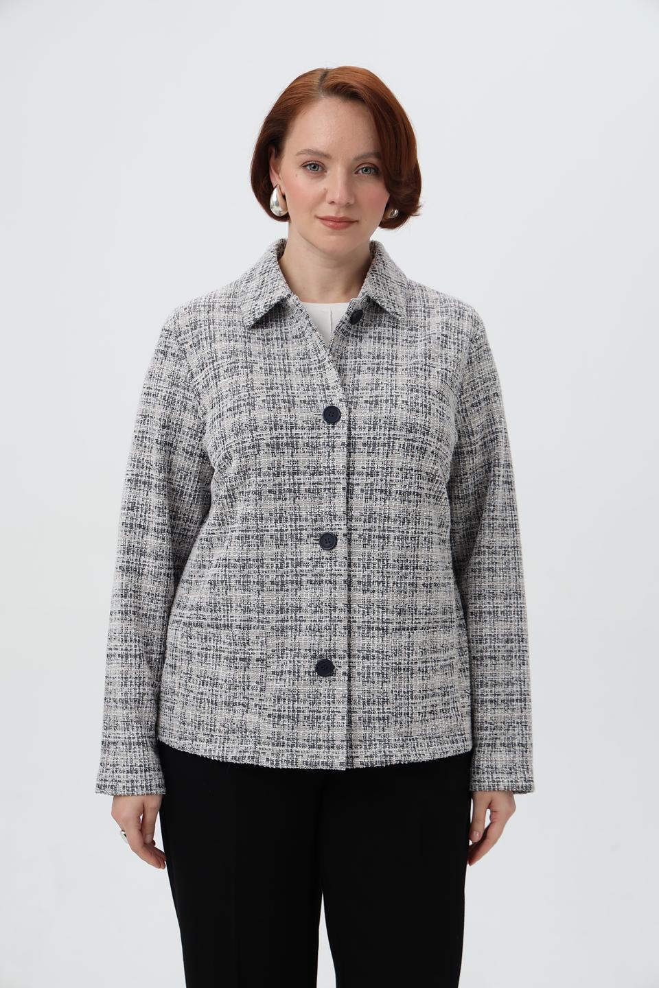 Жакет Lebek в клетку серый