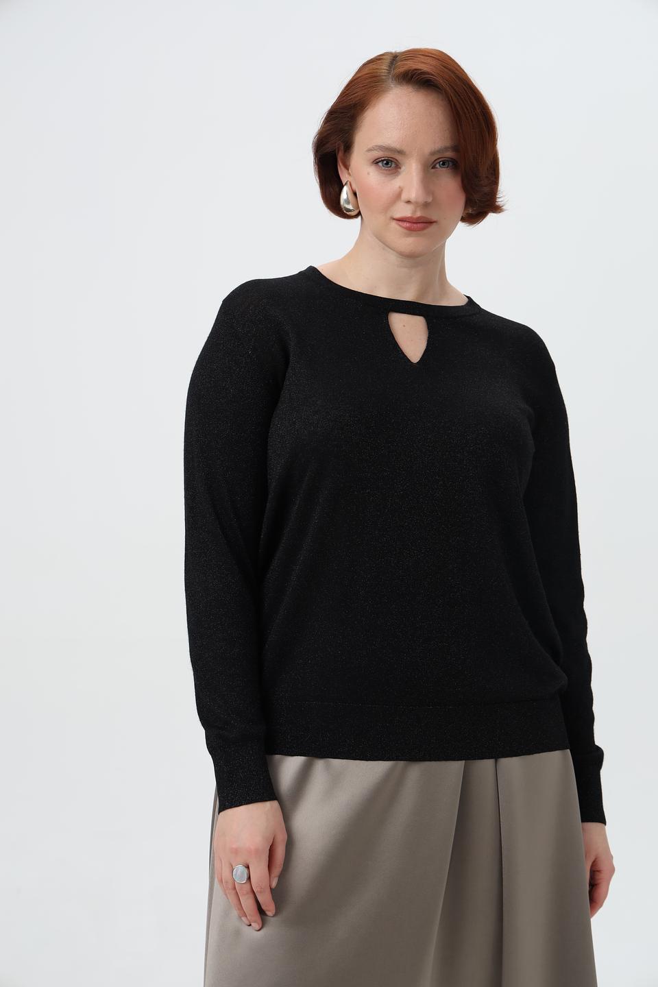 Пуловер Barbara Lebek с вырезом чёрный
