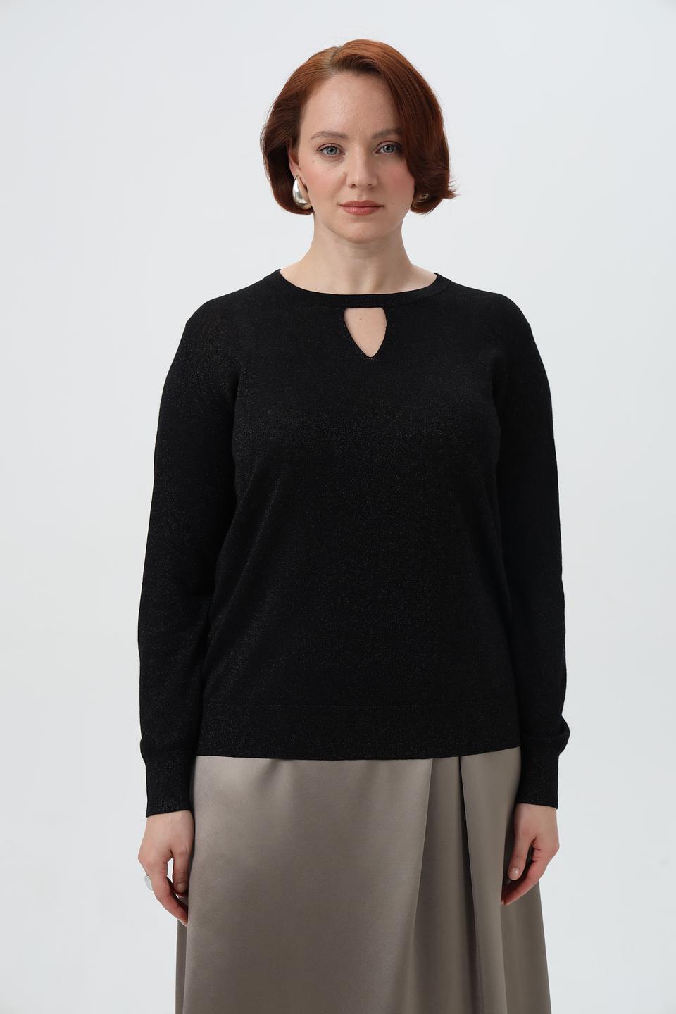 Пуловер Barbara Lebek с вырезом чёрный