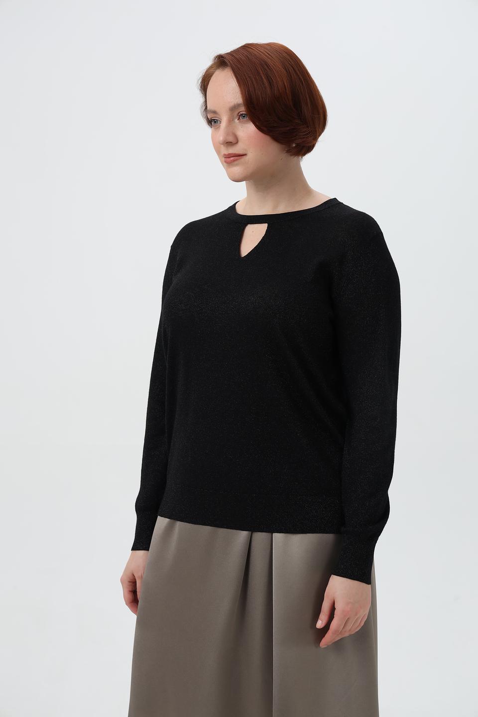 Пуловер Barbara Lebek с вырезом чёрный
