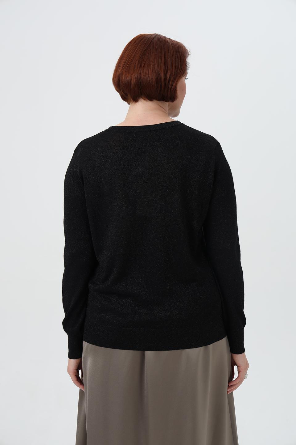 Пуловер Barbara Lebek с вырезом чёрный