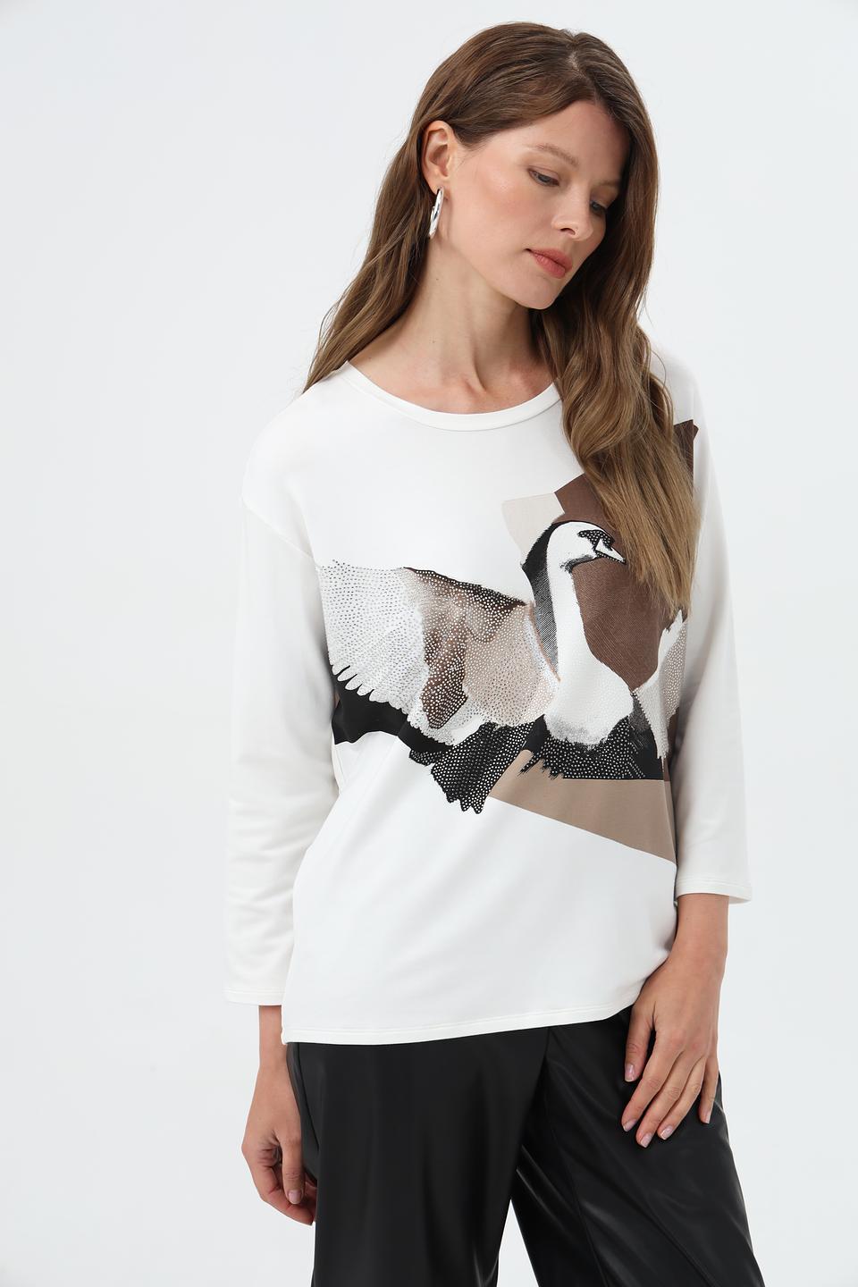 Лонгслив Monari с принтом лебедя